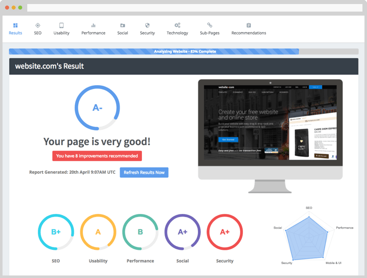 Rapporto di Audit SEO SEOptimer